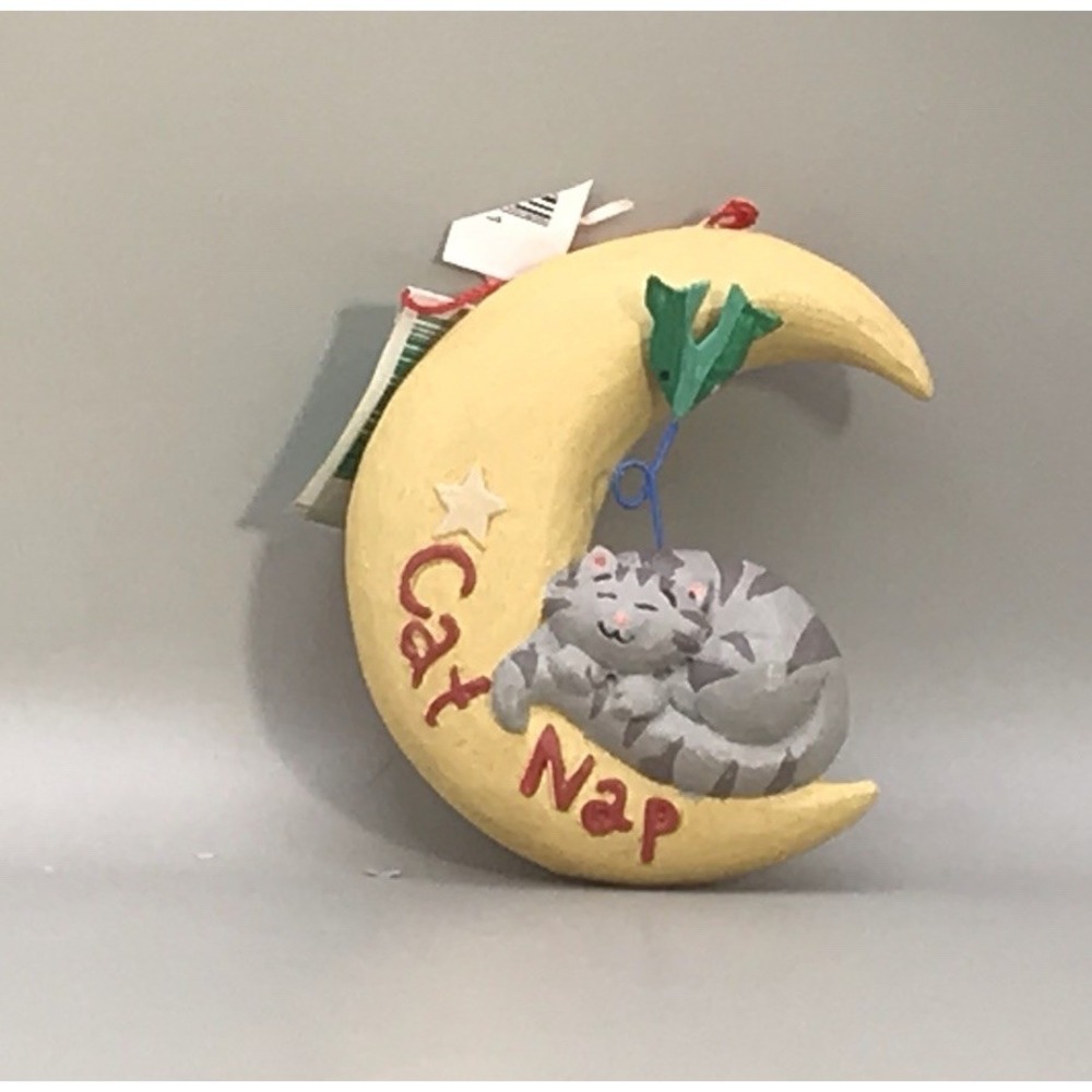 Cat Nap Ornament Grey Tabby Napping On The Moon Folksy